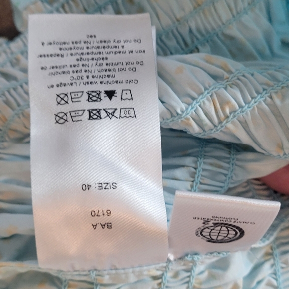 GANNI Shirred Floral-Print Organic Cotton-Blend Poplin Blouse. Sz. Large 8/10 - Picture 10 of 11